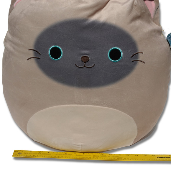 NWT Squishmallow Soft Cuddly Felton Cat Kitten Blue Eye Grey Jumbo Size 20 Inch - Picture 11 of 11